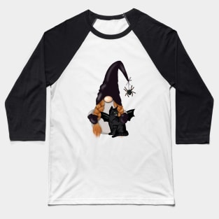 Halloween - Gnome  , Black Cat  and Spider Baseball T-Shirt